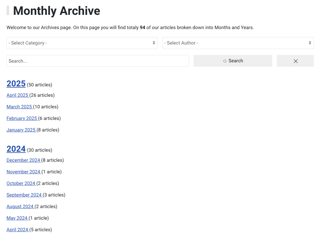 Main Archive Page