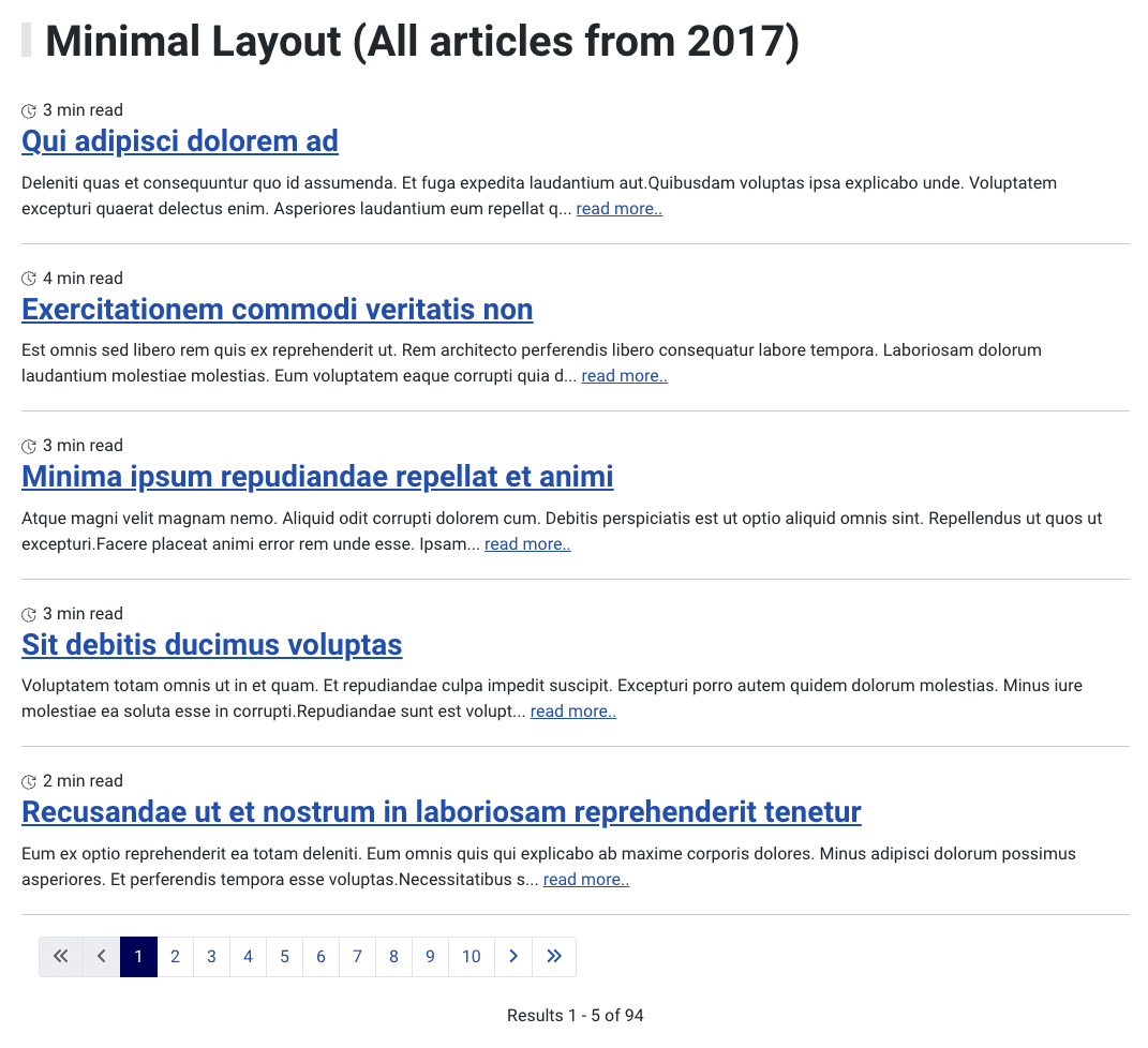 Minimal Article Layout View