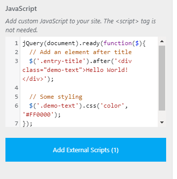 Custom JavaScript code