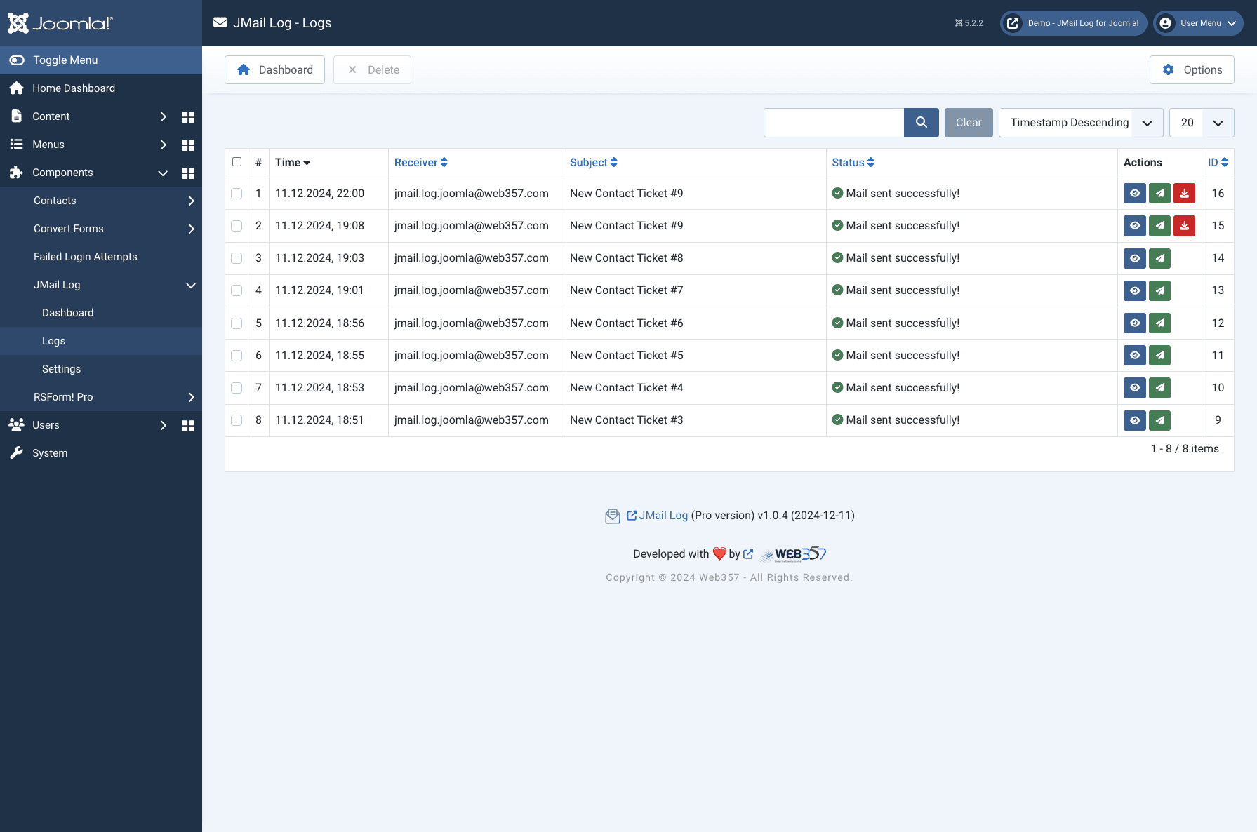 📜 Email Log History