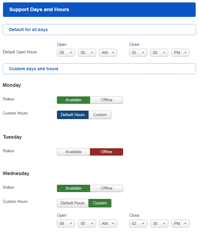 🗓️ Support Days and Hours