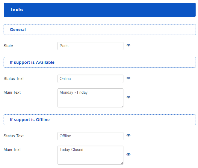 💬 Custom Texts for Status Messages