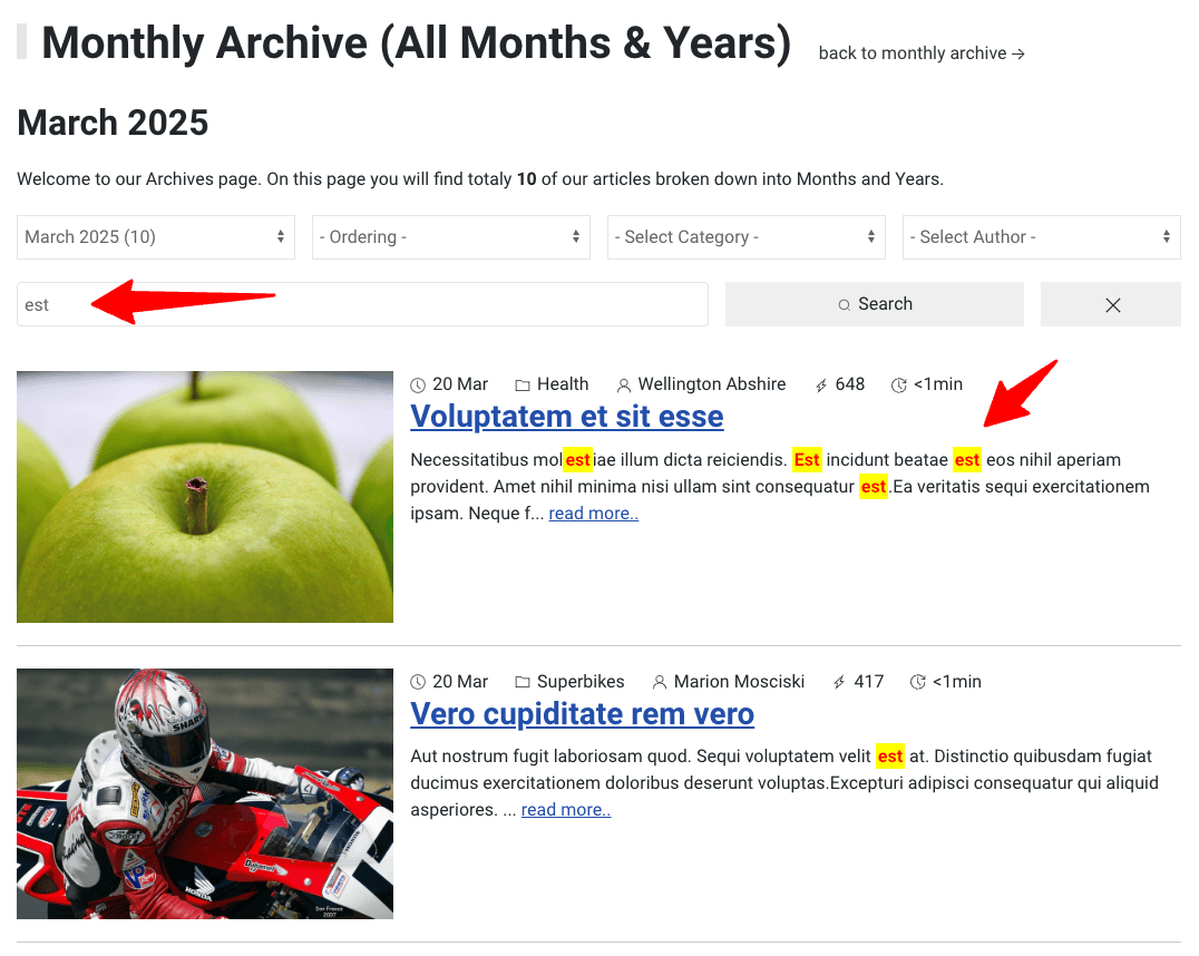 Smart Search with Highlighted Results