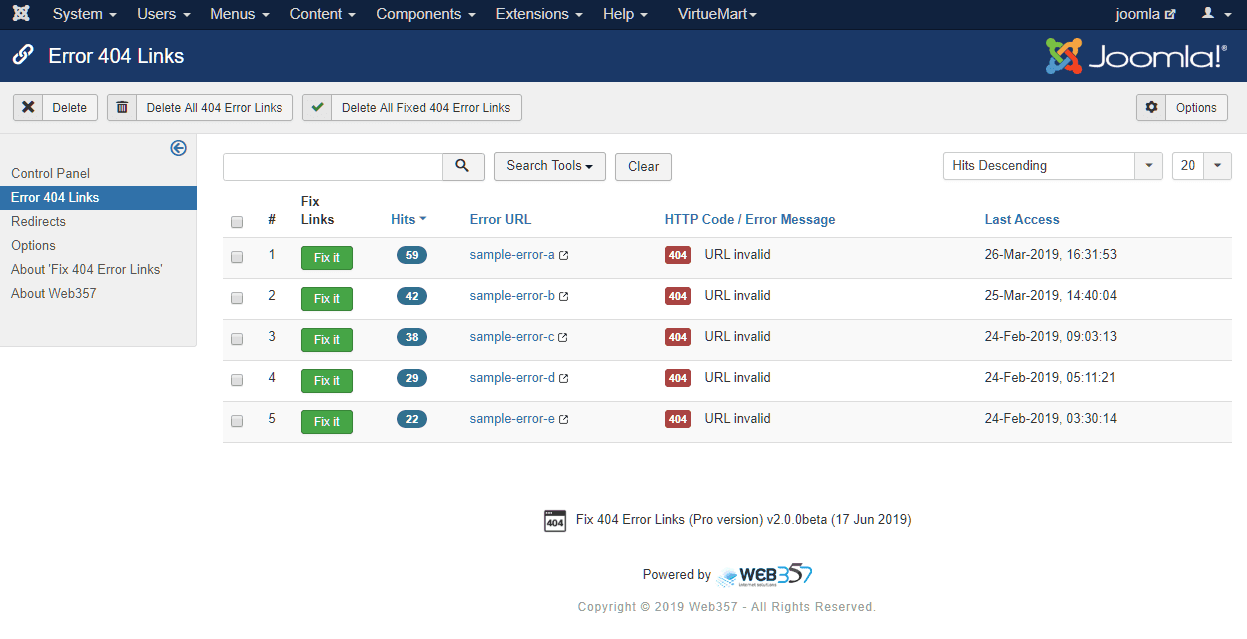 π View and Fix the Error 404 Links