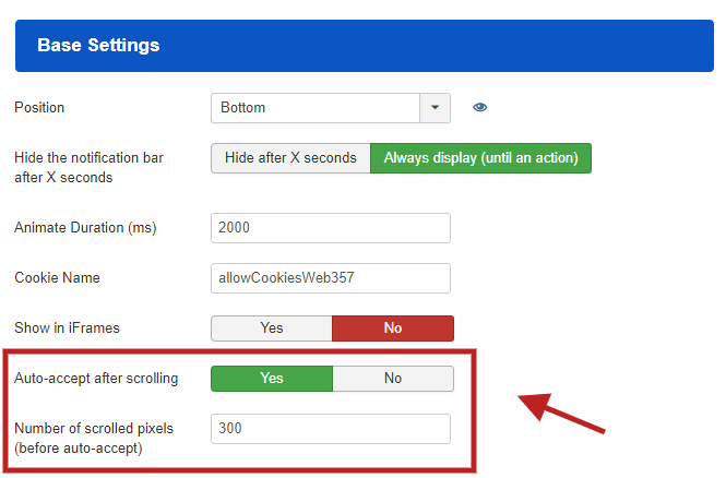 Auto-accept after scrolling