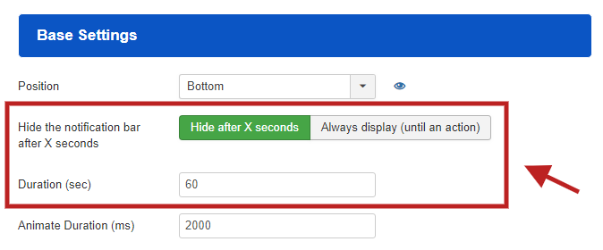 Hide the notification bar after X seconds