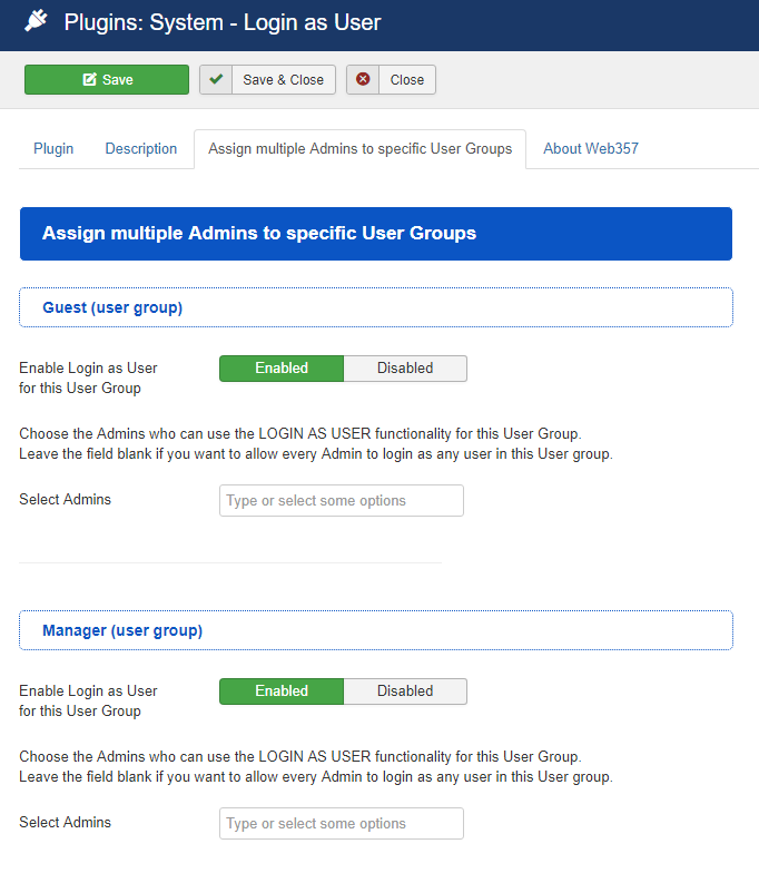 Assign multiple Admins to specific User Groups
