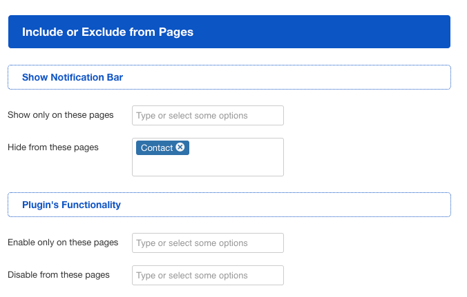 Include or Exclude the plugin from selected pages