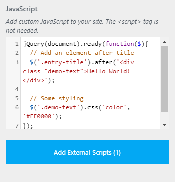 Custom JavaScript code